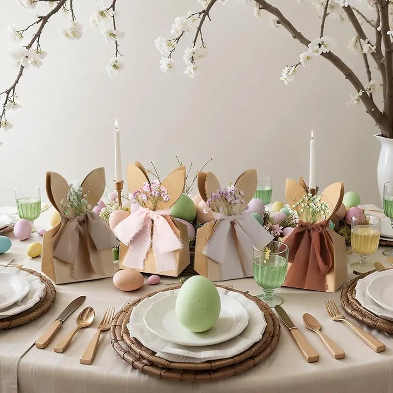🔥🐇  Easter Bunny Ear Kraft Bags | Cute Party Gift & Candy Packaging