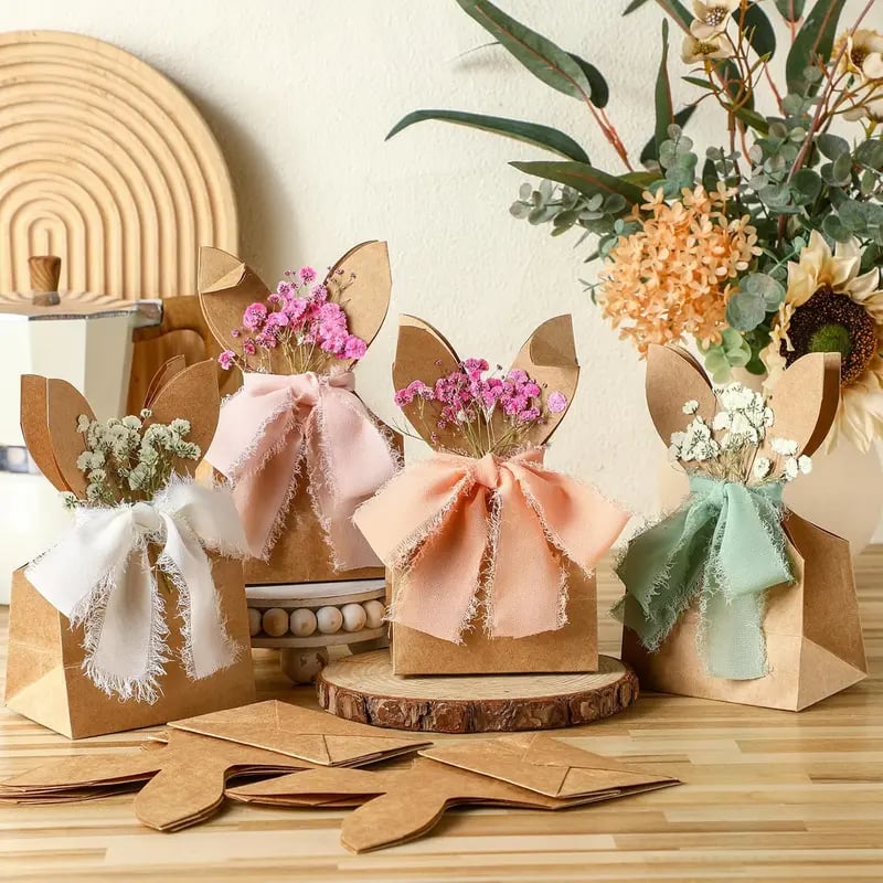 🔥🐇  Easter Bunny Ear Kraft Bags | Cute Party Gift & Candy Packaging