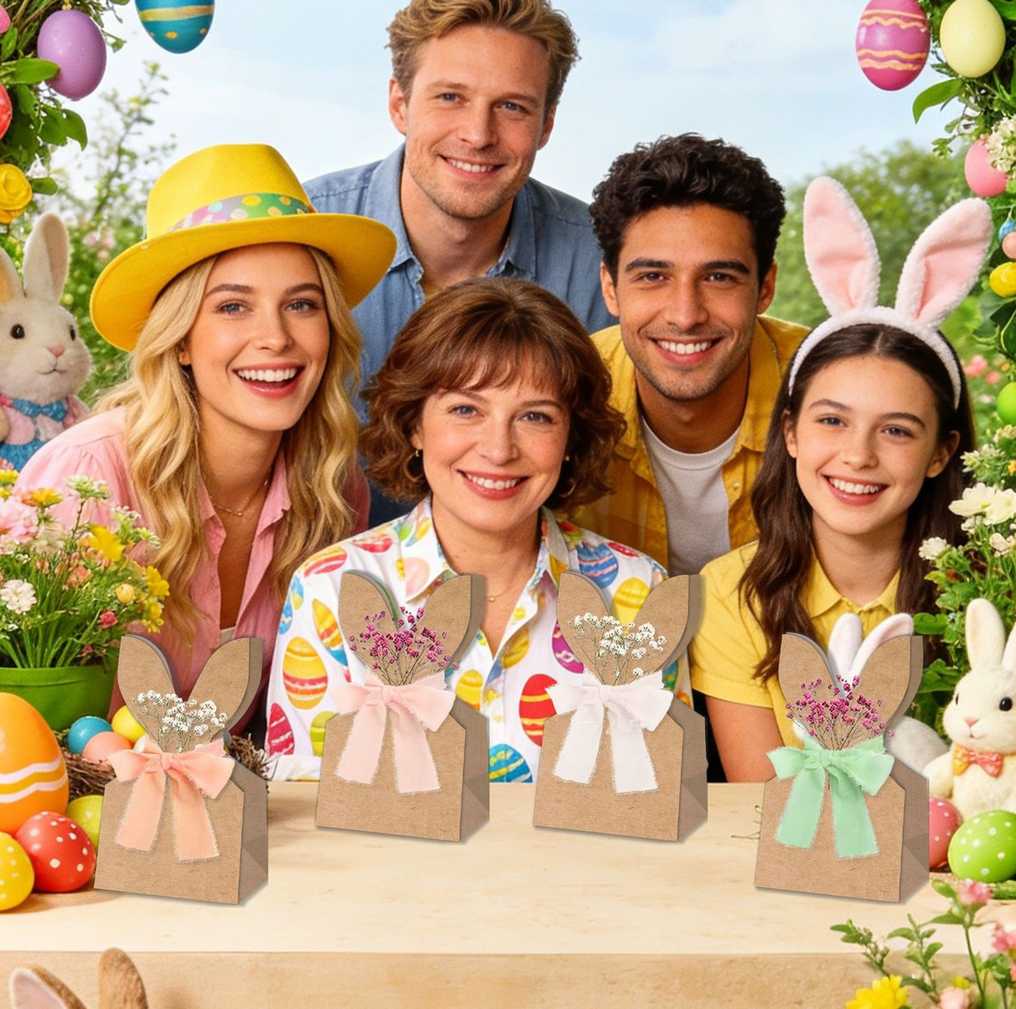 🔥🐇  Easter Bunny Ear Kraft Bags | Cute Party Gift & Candy Packaging
