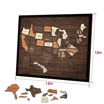 🔥Wooden USA Travel Map Puzzle🧩