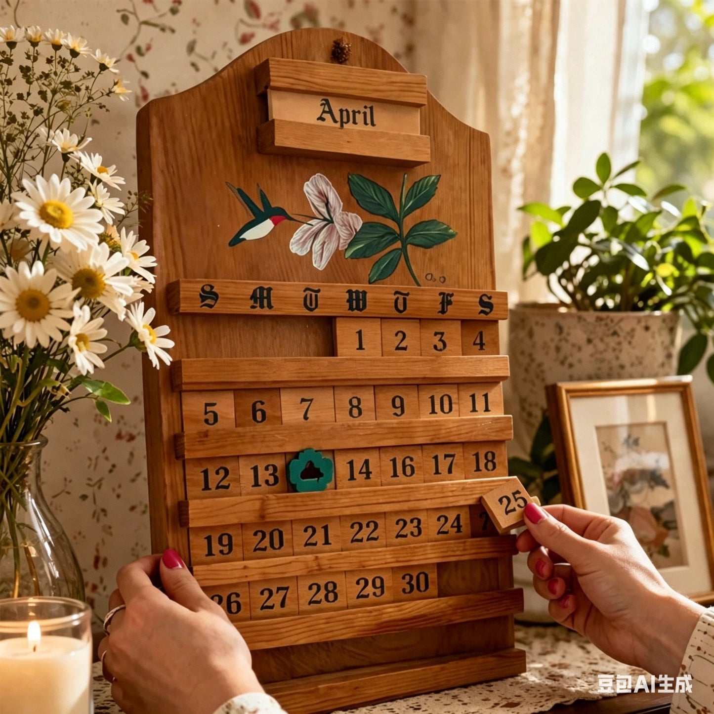 🎄 Festive Wooden Perpetual Calendar