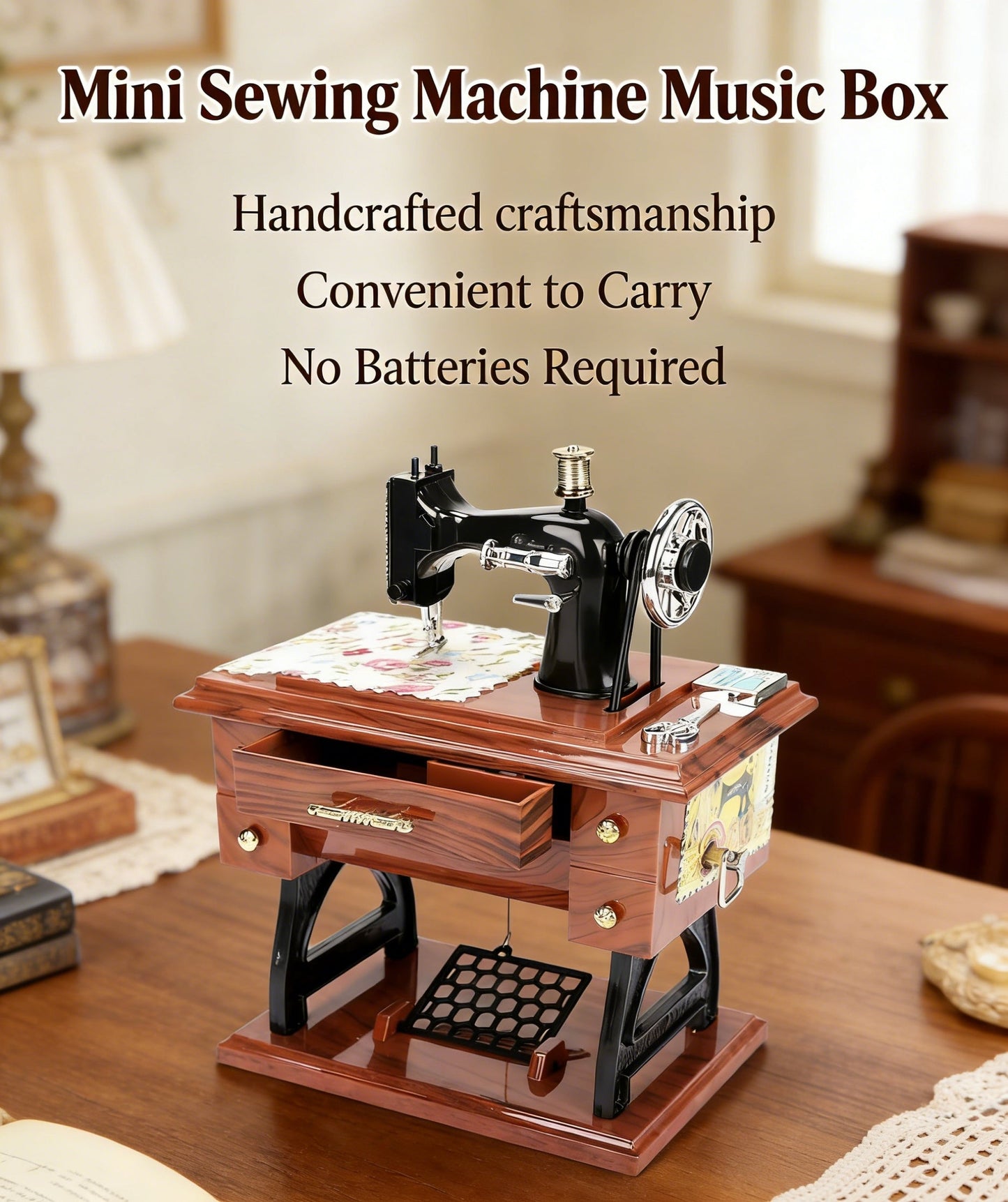 Vintage Mini Sewing Machine Music Box