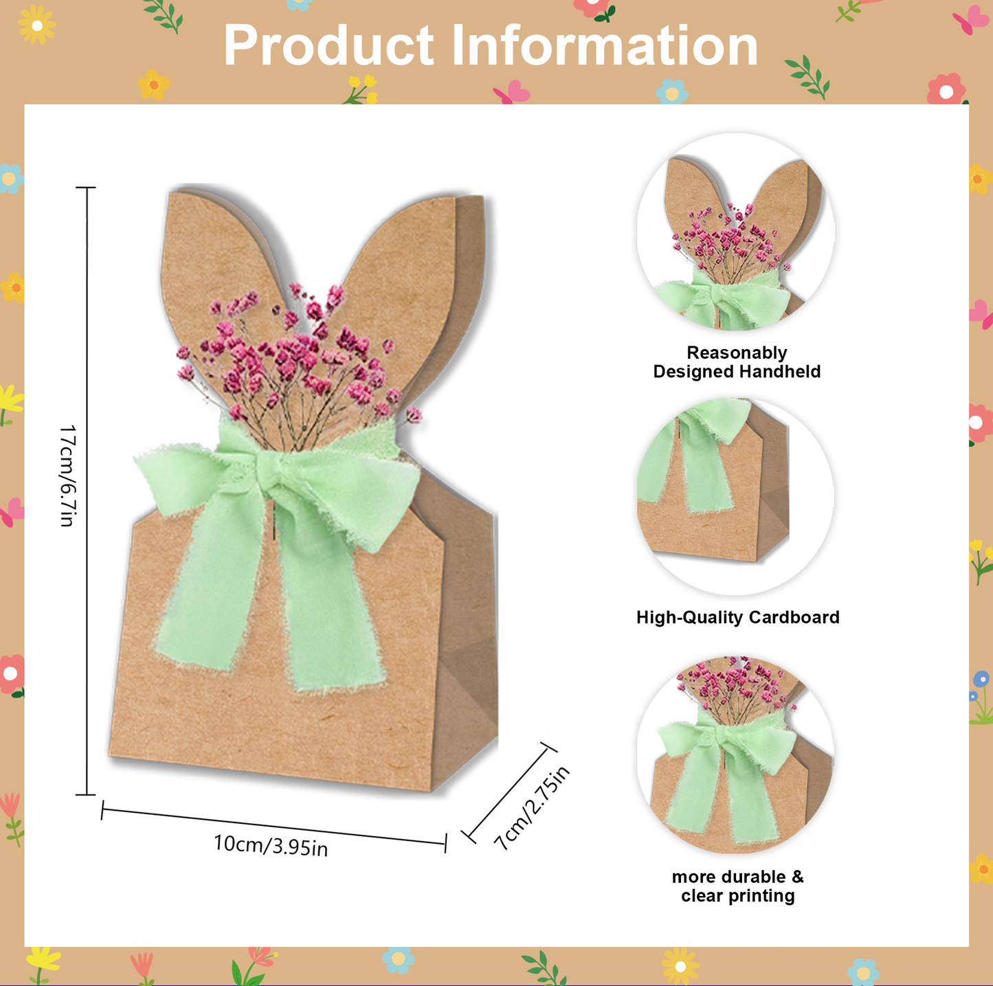 🔥🐇  Easter Bunny Ear Kraft Bags | Cute Party Gift & Candy Packaging