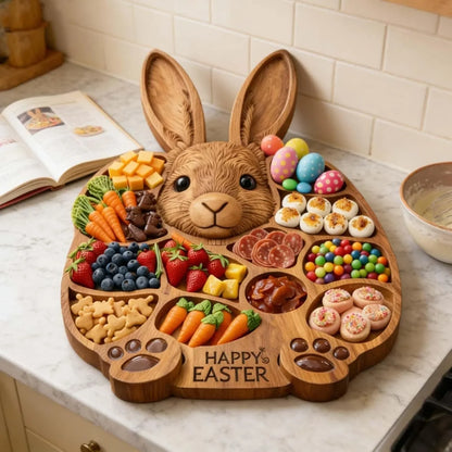 🐇🎁Easter Bunny Wooden Charcuterie Board, Serving Platter, Bunny Snack Tray, for Holiday, Kitchen, Decor