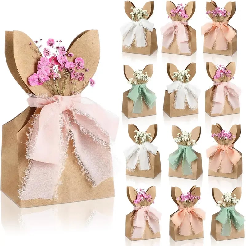 🔥🐇  Easter Bunny Ear Kraft Bags | Cute Party Gift & Candy Packaging