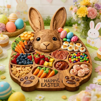🐇🎁Easter Bunny Wooden Charcuterie Board, Serving Platter, Bunny Snack Tray, for Holiday, Kitchen, Decor