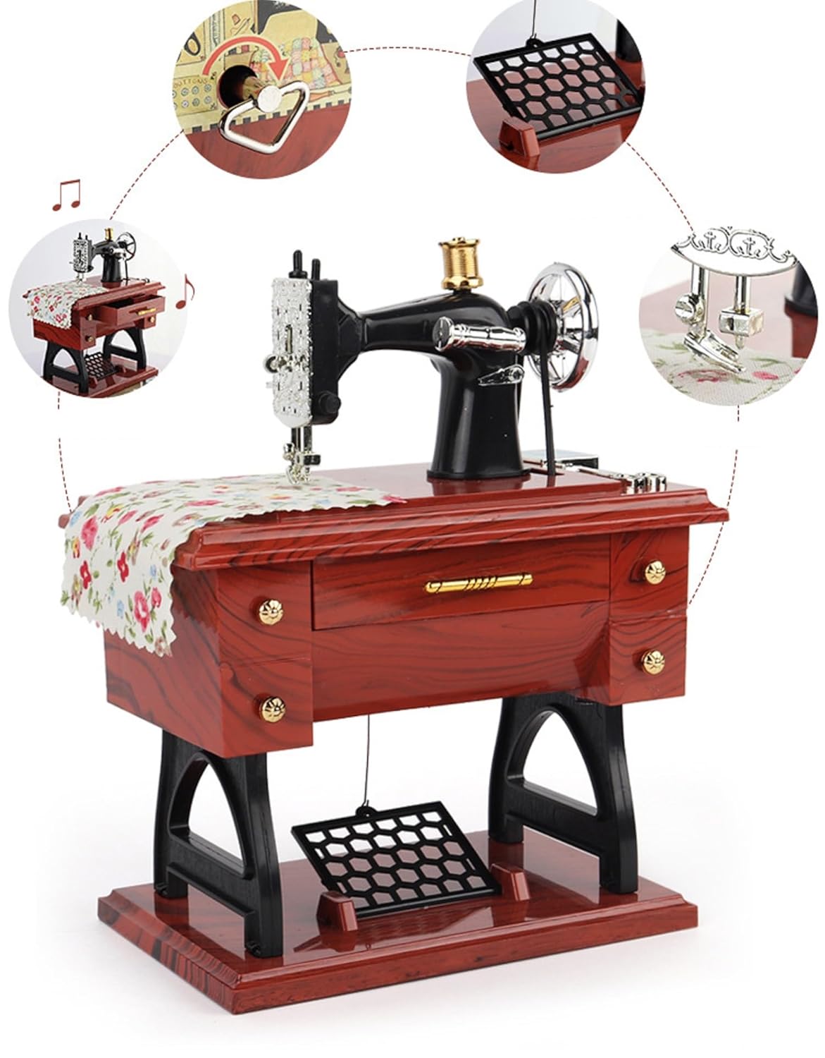 Vintage Mini Sewing Machine Music Box