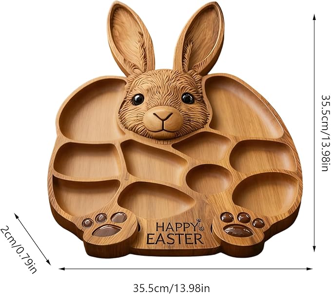 🐇🎁Easter Bunny Wooden Charcuterie Board, Serving Platter, Bunny Snack Tray, for Holiday, Kitchen, Decor
