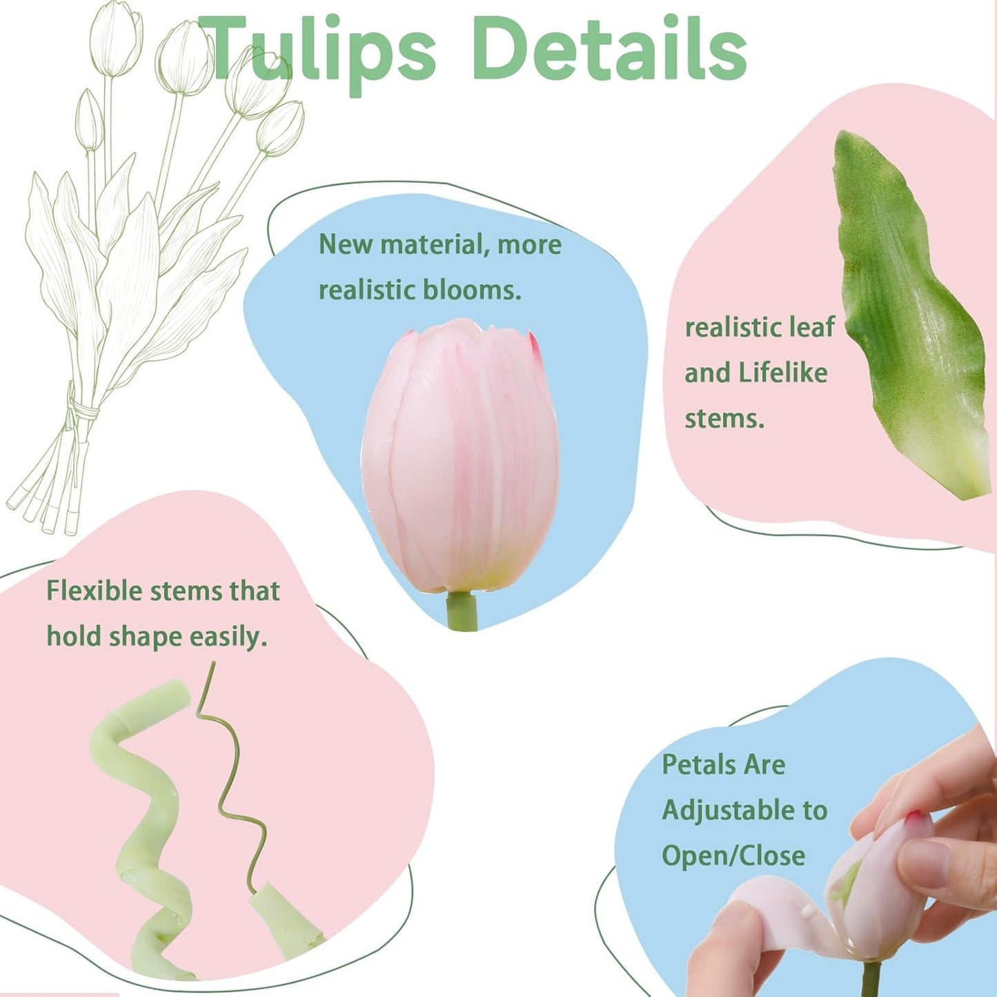15pcs Artificial Tulips Flowers🌸☀️