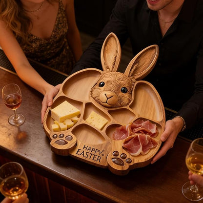 🐇🎁Easter Bunny Wooden Charcuterie Board, Serving Platter, Bunny Snack Tray, for Holiday, Kitchen, Decor