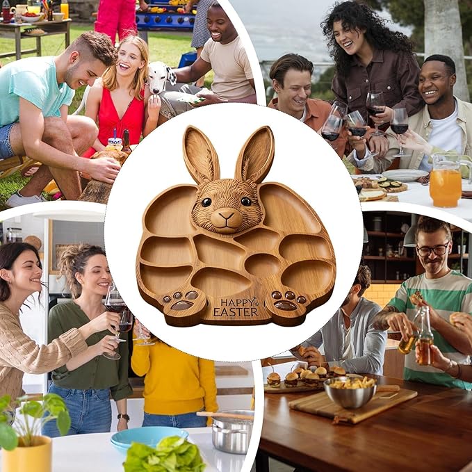🐇🎁Easter Bunny Wooden Charcuterie Board, Serving Platter, Bunny Snack Tray, for Holiday, Kitchen, Decor