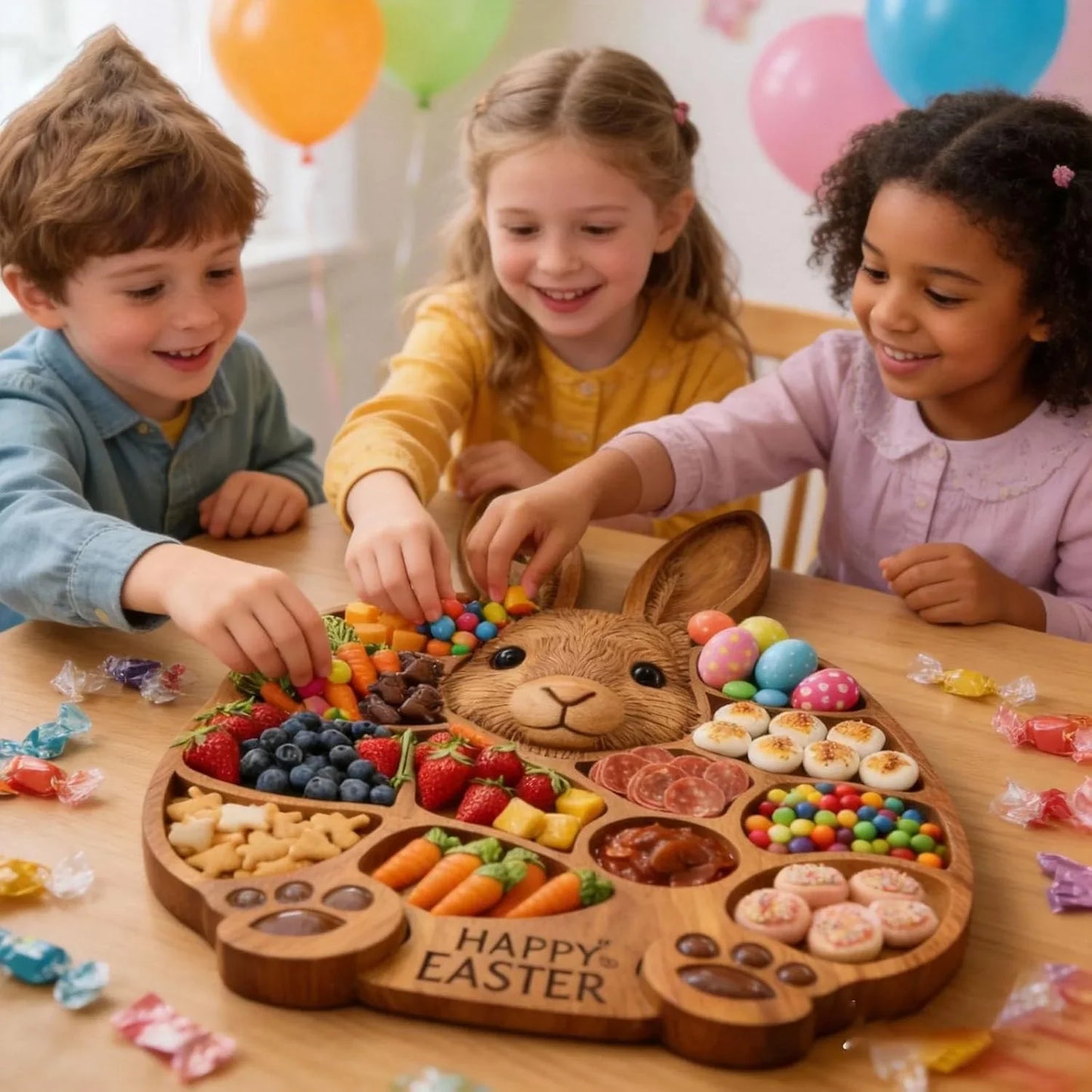 🐇🎁Easter Bunny Wooden Charcuterie Board, Serving Platter, Bunny Snack Tray, for Holiday, Kitchen, Decor