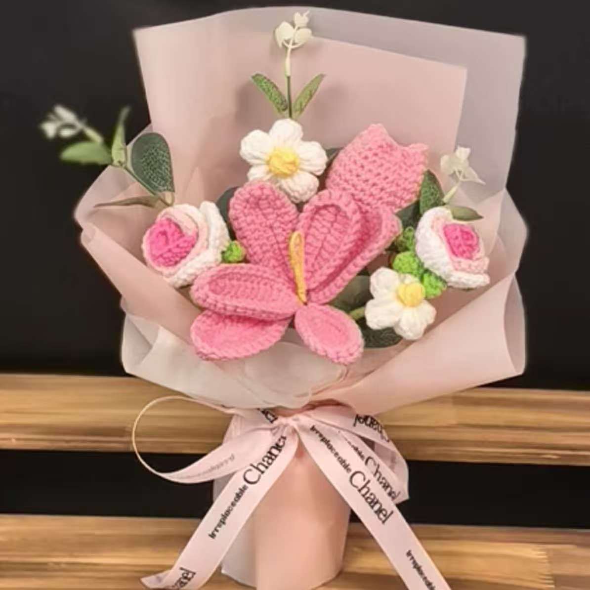 🌺 Pink Crochet Lily Rose Tulip Bouquet