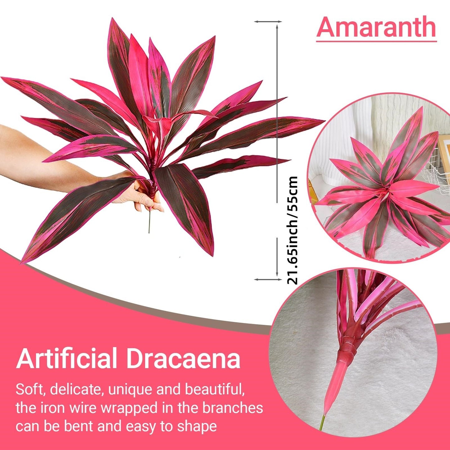 2Pcs Large Artificial Boston Fern & Dragon’s Blood Tree Plants | Vibrant Pink Purple Faux Plants for Garden Patio Balcony Decor 🌼