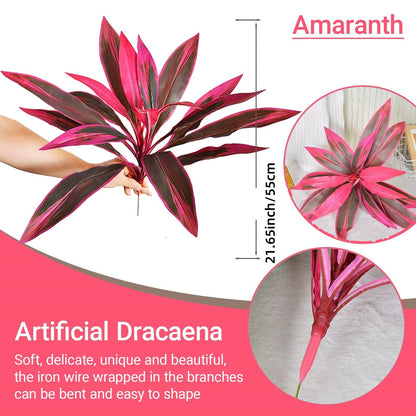 2Pcs Large Artificial Boston Fern & Dragon’s Blood Tree Plants | Vibrant Pink Purple Faux Plants for Garden Patio Balcony Decor 🌼