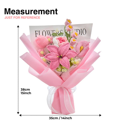 🌺 Pink Crochet Lily Rose Tulip Bouquet